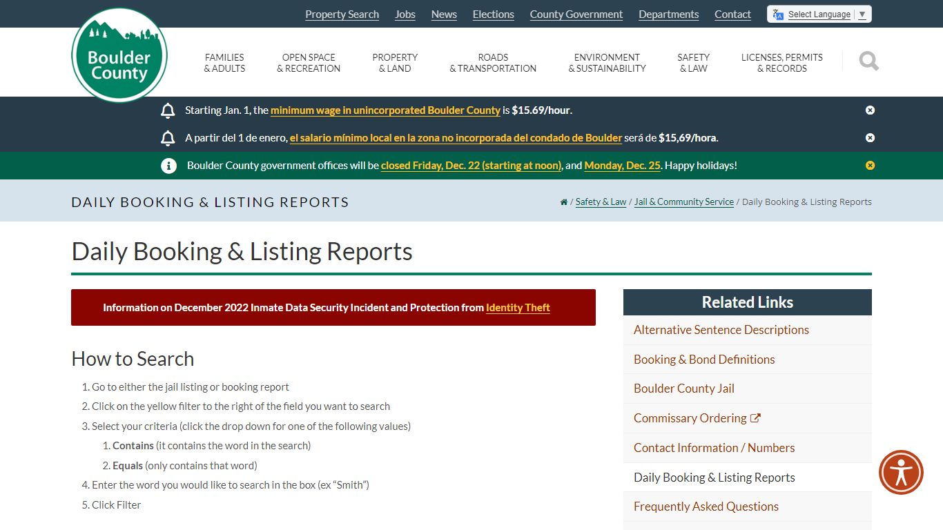 Daily Booking & Listing Reports - Boulder County