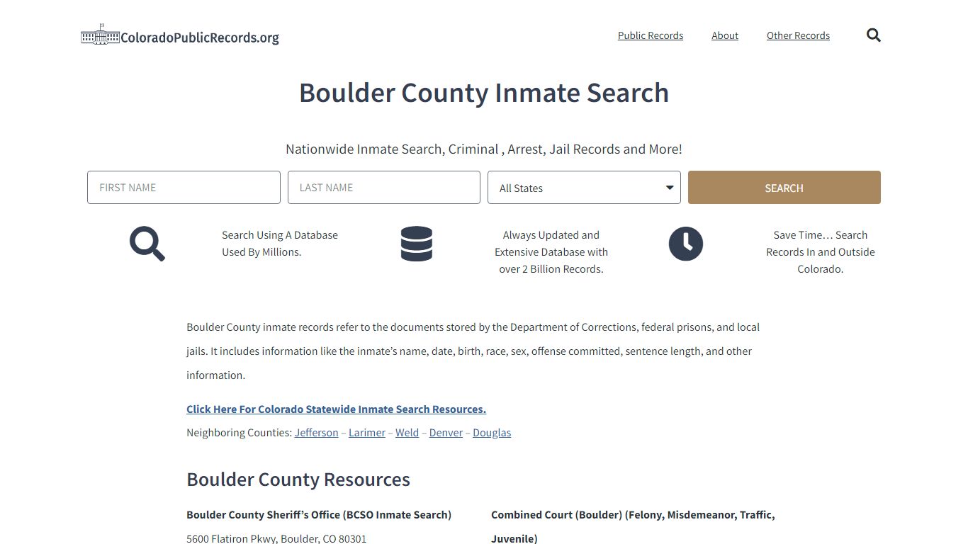 Boulder County Inmate Search - Current & Past BCSO CO Jail Records